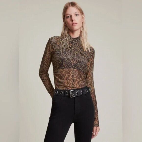 NWT All Saints Tia Halftone long sleeve Sz 2 - Picture 1 of 11